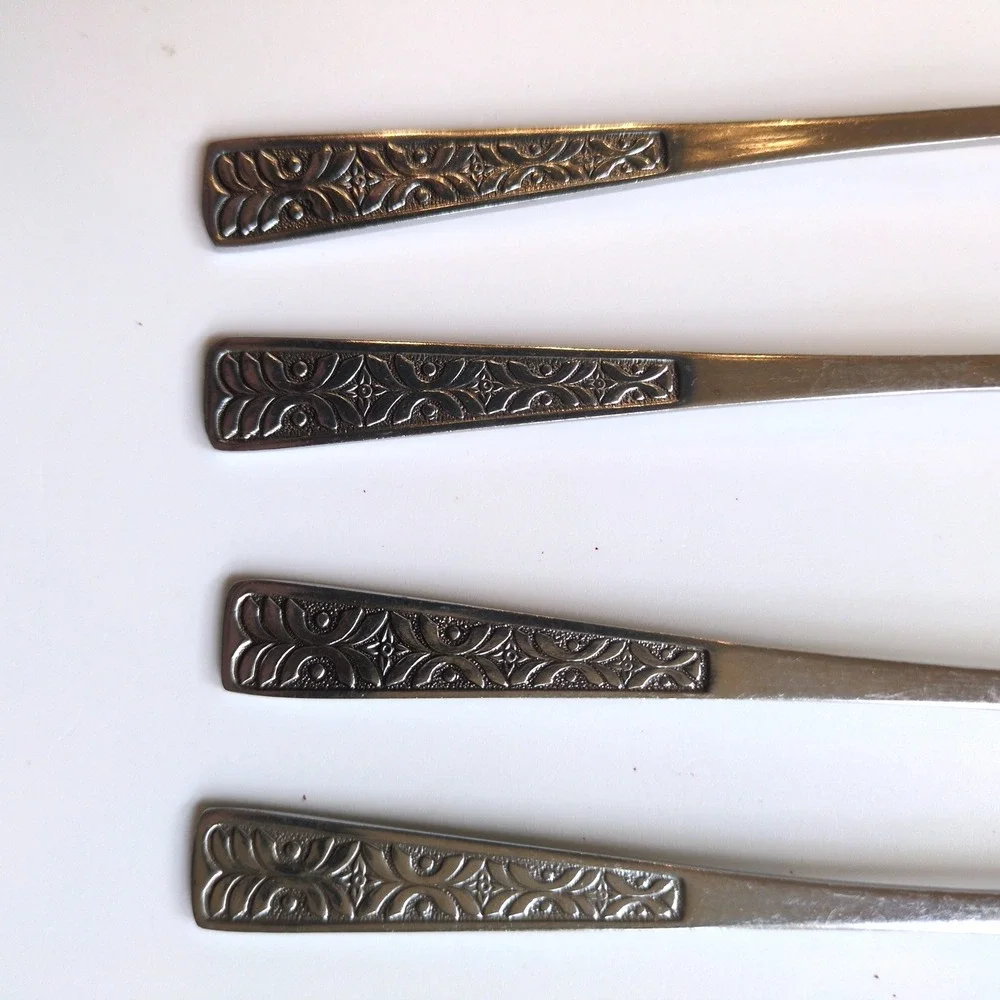 Vintage MCM‎ Alhambra Stainless Japan Salad Dessert Fork - Set of 4 Retro